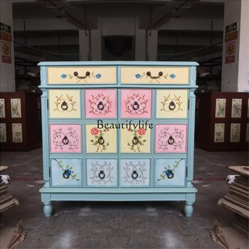 

XX39American Shoe Cabinet Storage Multilayer Storage Modern Personality Simple Hallway Home Solid Wood Entrance Cabinet