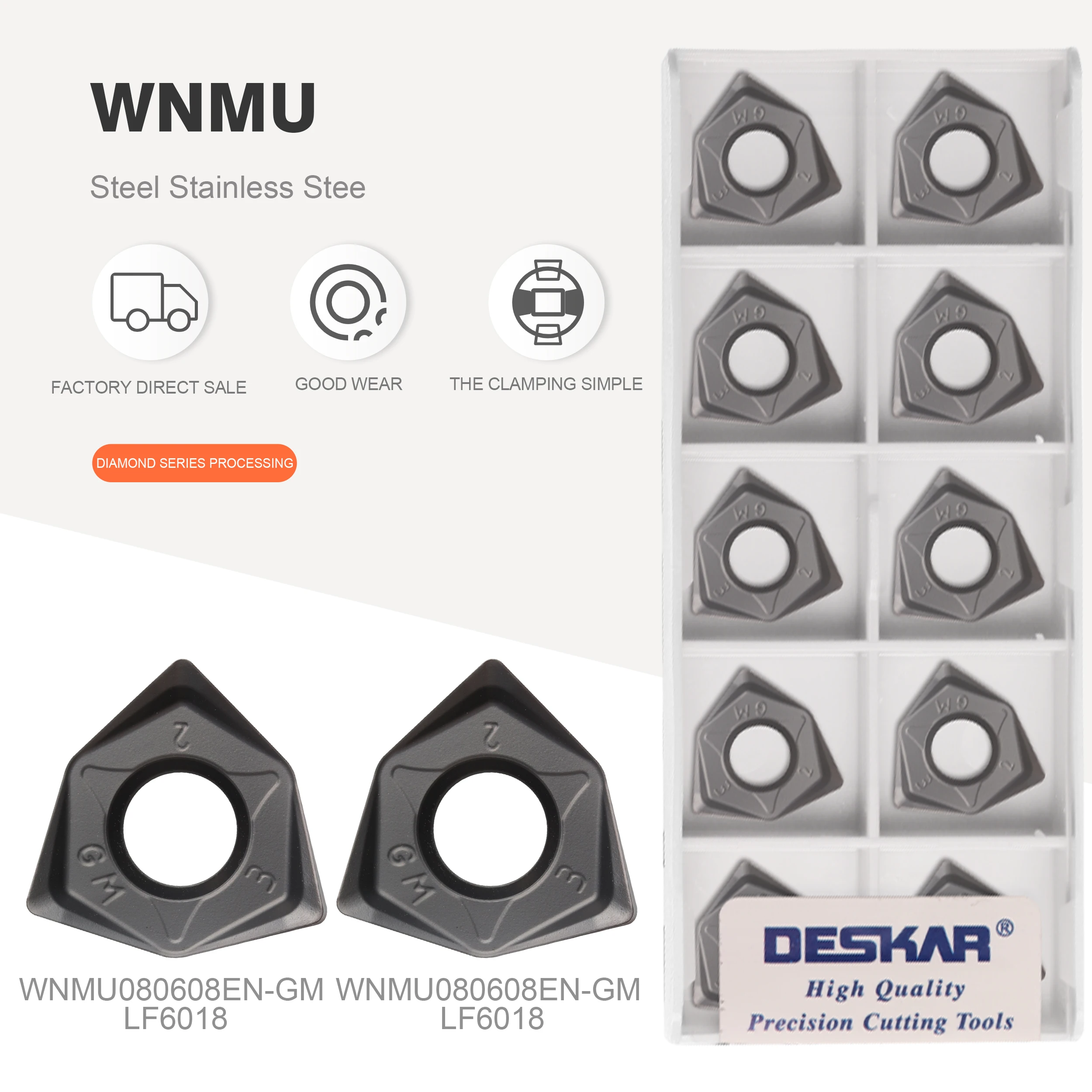 

DESKAR WNMU080608EN-GM LF6018 Milling Cutting Tool Carbide Insert CNC Lathe Turning Tool High Quality Product