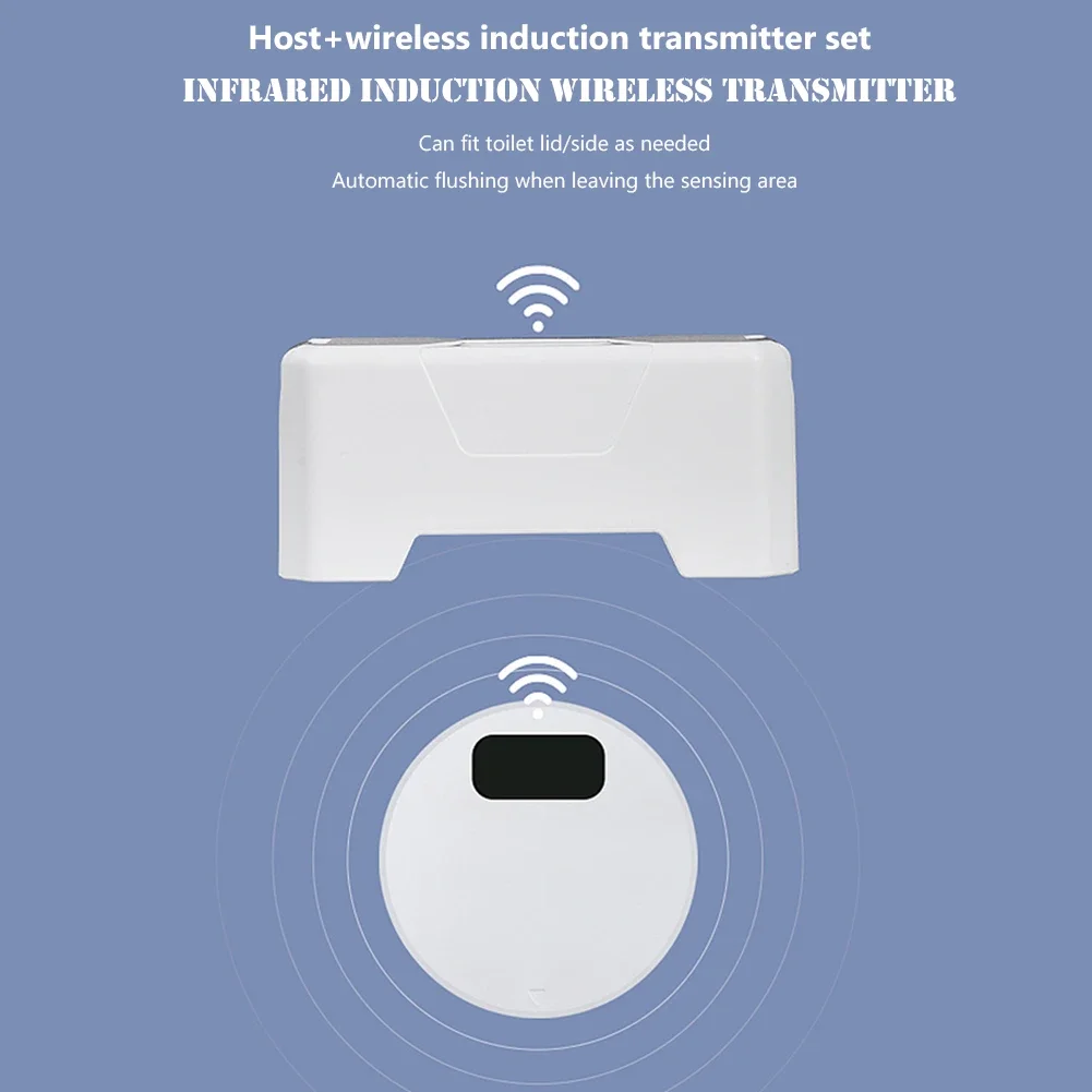 Toilets Flush Button IPX5 Waterproof Smart Toilets Flush Sensor Button Splash-proof with Wireless Transmitter for Public Toilets