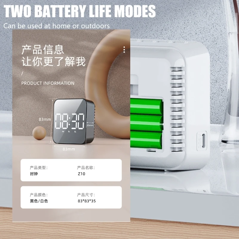 ساعة مرآة رقمية معاصرة بمنبهين LED مع وقت تنشيط صوتي وعرض درجة الحرارة من أجل تصميم داخلي أنيق