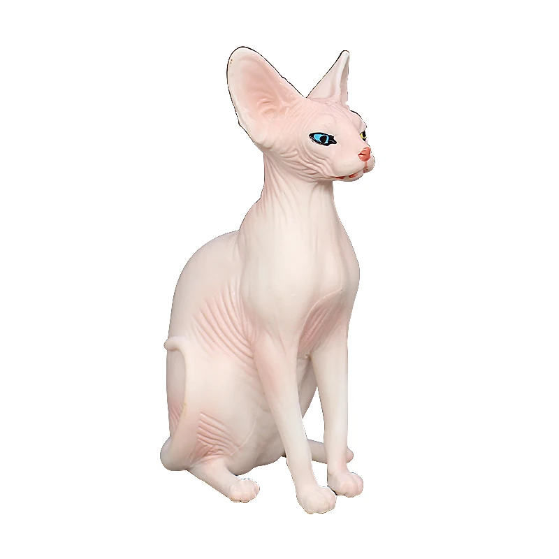 Simulazione cognitiva Pet Cat Modello animale Sphynx Cat Gatto senza peli Ragdoll Action Figures Accessori per ornamenti Giocattoli in miniatura