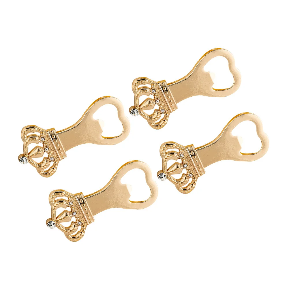 

4Pcs Crown Shaped Bottle Opener Premium Metal Sturdy Safe for Wedding Party Home Bar Manual Can Lid Lifter Stainless Steel