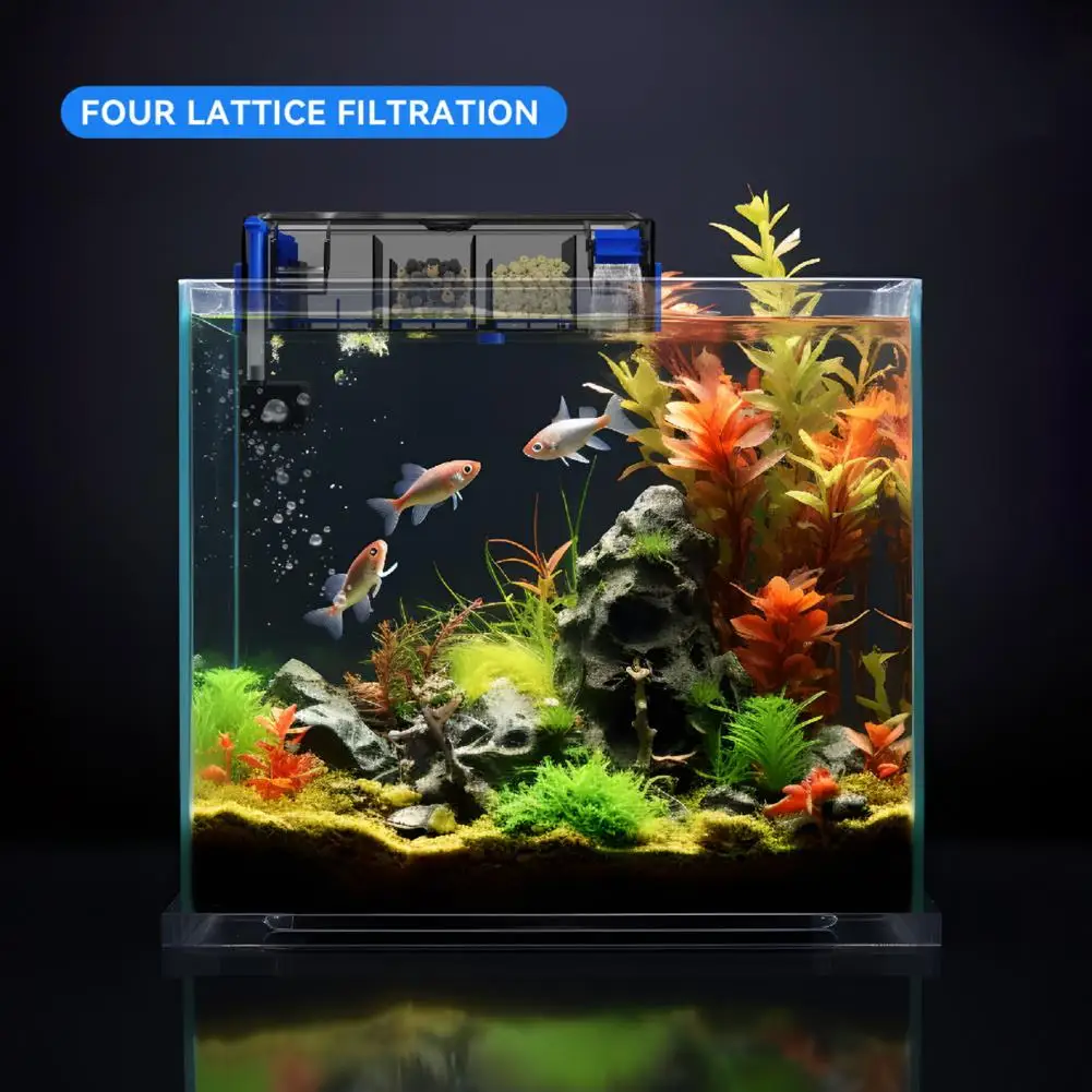 Fish Tank Filter Quiet Operation Aquarium Filter for 50L/90L Fish Tanks Multi-Layer Aquatic Filtration System with Oxygenation