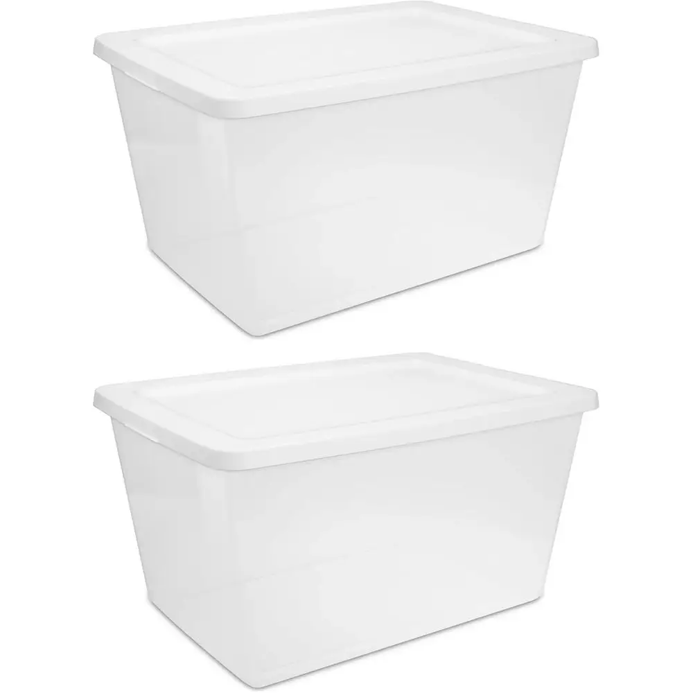 

2-Pack 58 Quart Clear Stackable Storage Bins with White Lids for Home Organization