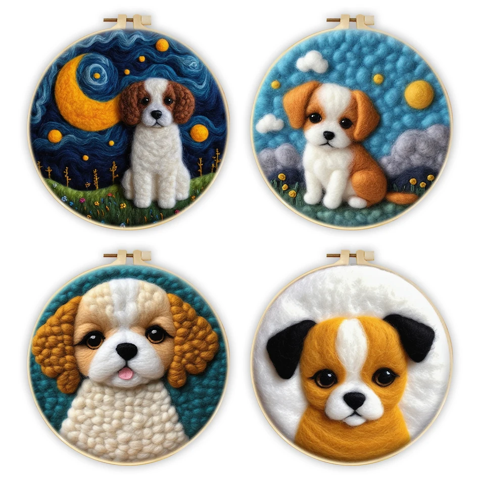 RUOPOTY-Fieltro de lana para caligrafía y pintura, decoración del hogar para perros y adultos, accesorios de fieltro de aguja, Kit de manualidades Diy, regalo