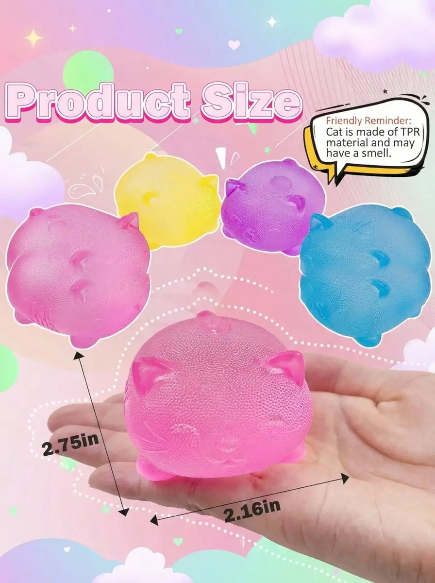 

1/2/4pcs Malt Sugar Cool Cat - Sensory Squeeze Toys - Stress Relief Toys, Gift Box Filler, Birthday Gift, Classroom Reward Treasure Box Toys, Christmas Stocking Stuffers, Gifts For Boys Girls, Cute Children Party Favors - Random Color