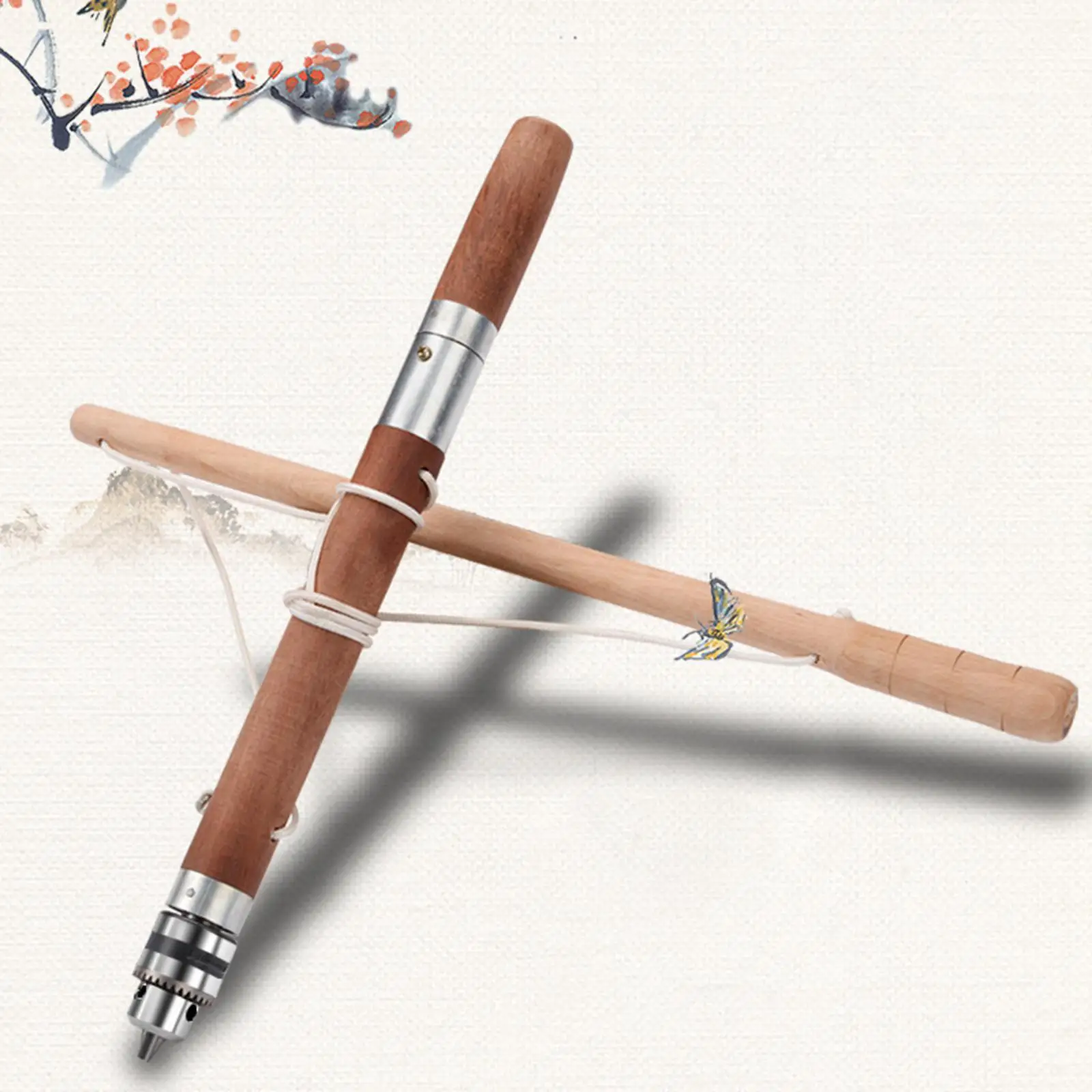 Apriscatole per trapano a mano in stile cinese Potente strumento per punzonatura con impugnatura per impugnatura per la lavorazione del legno retrò