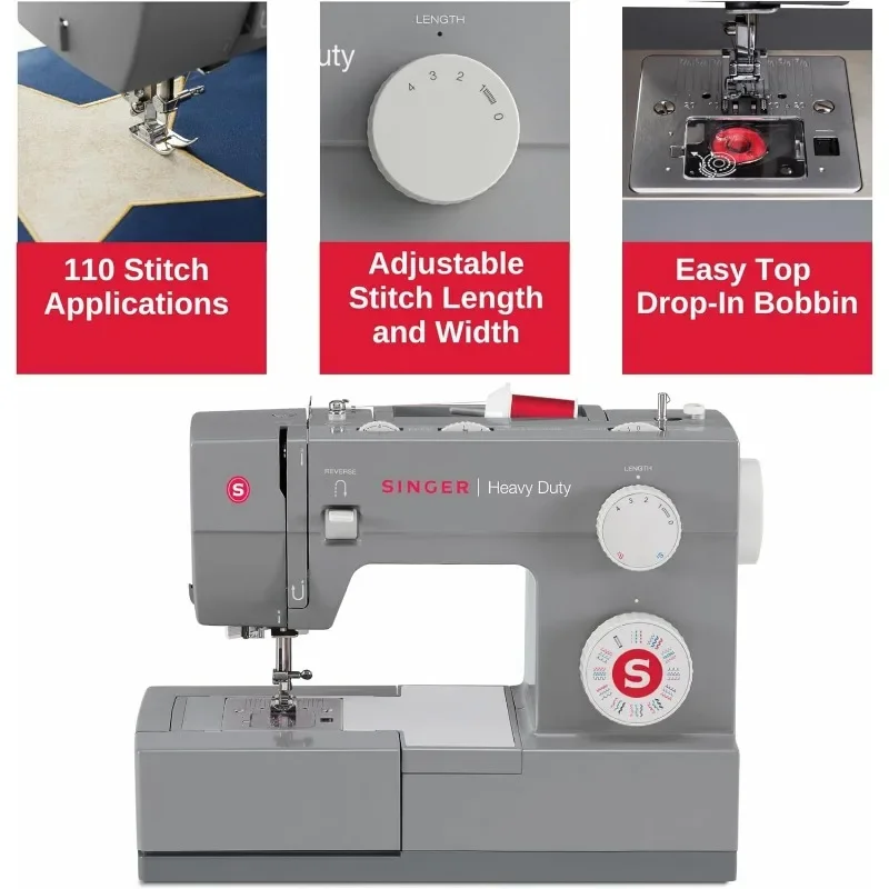 Heavy Duty Sewing Machine With Included Accessory Kit, 110 Stitch Applications 4432, Perfect For Beginners, Gray