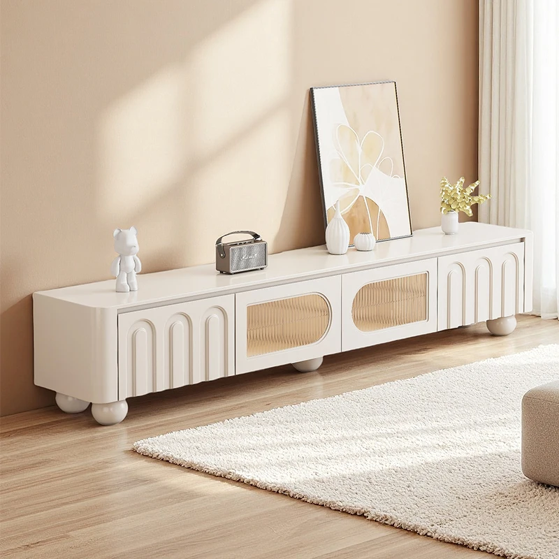 حامل تلفزيون من الخشب الصلب الحديث الراقي مع خزائن تخزين وأرفف لوحدة تحكم الوسائط التلفزيونية لأثاث غرفة المعيشة