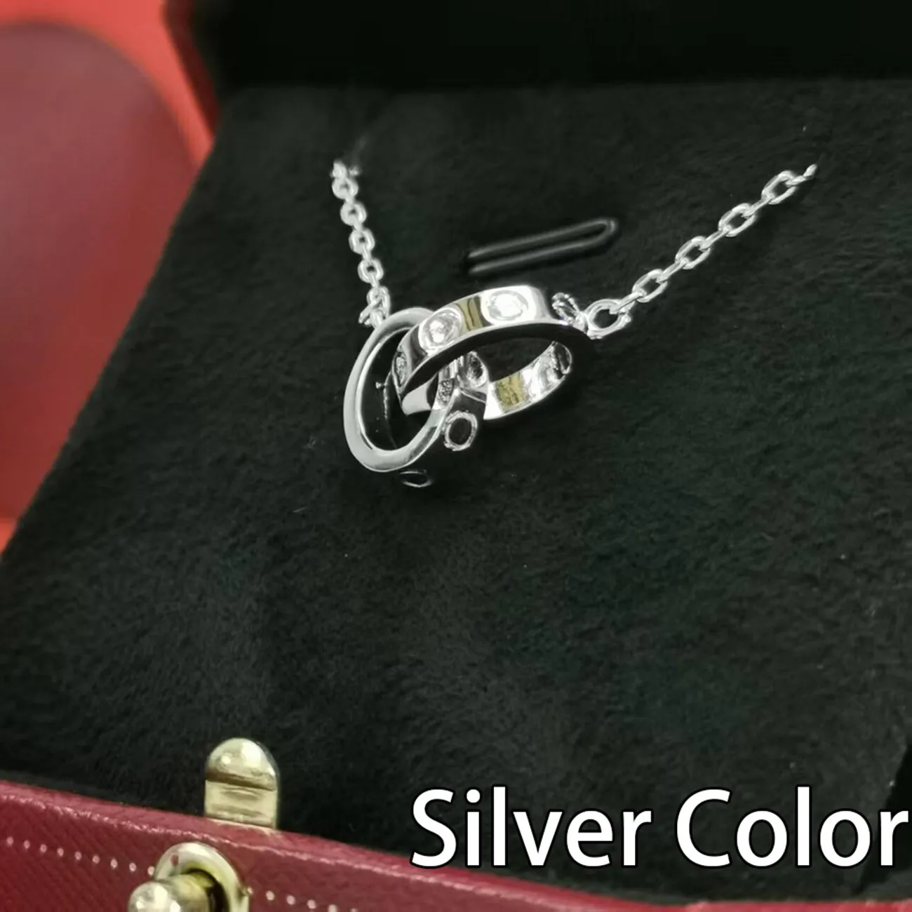 

Женское колье с двойными переплетающимися кольцами, минималистичное изящное украшение на цепочке для повседневной носки и в подарок.