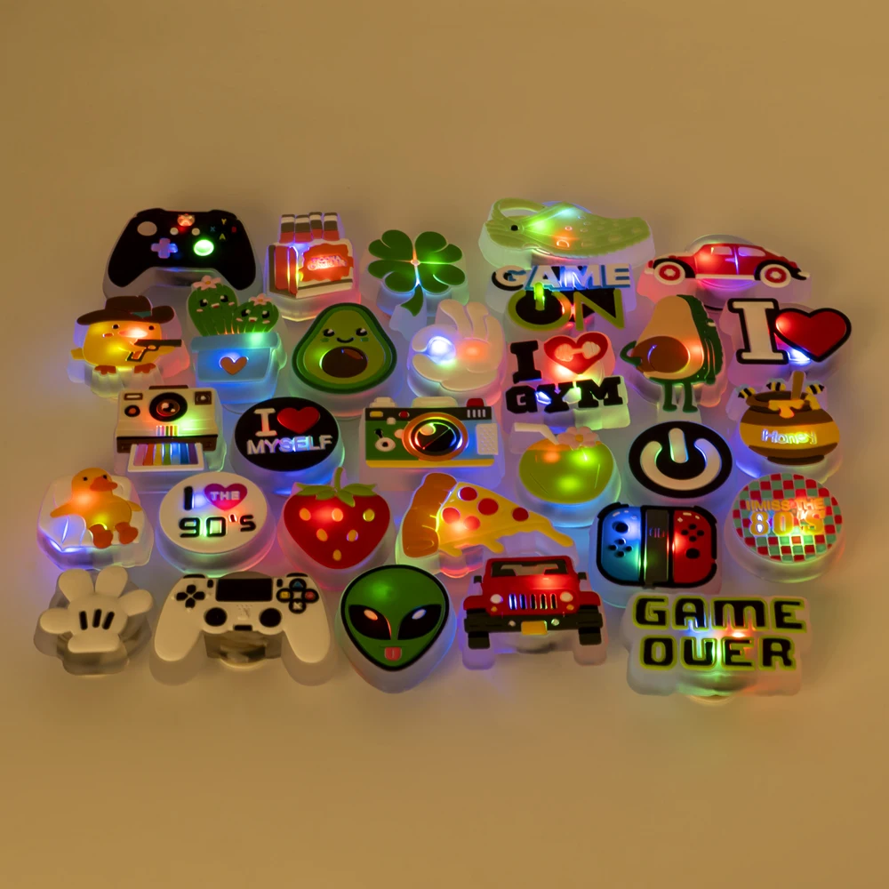 

1pcs LED Shoe Charms for Boys Kids Gamepad Soccer Basketball Sport Animal Lighted Shoe Accessories Decorations Pins Clogs Buckle