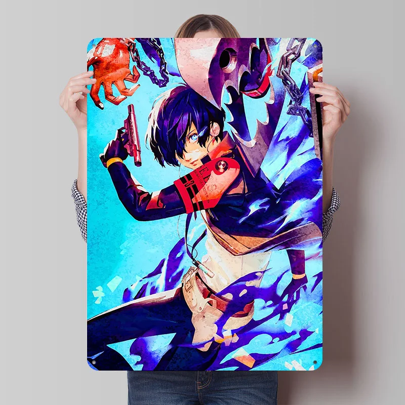 

Постер с изображением аниме-персонажа-мальчика, индивидуальный ретро-декор для стен, винтажные металлические таблички для украшения спальни и игрового стола