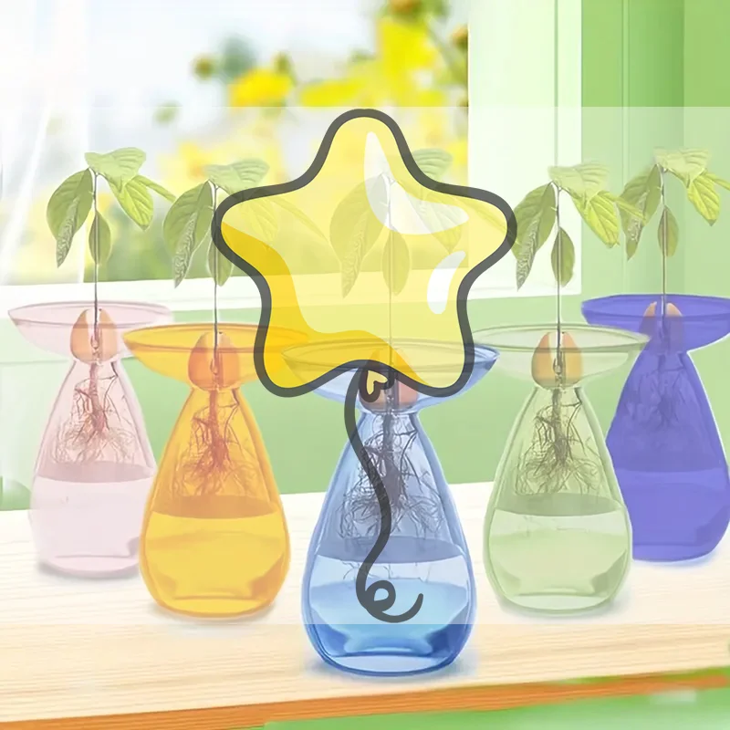 Colorful Transparent Avocado Hydroponic Vase Glass Avocado Seed Starter Vase Plant Seed Growing Kit Gardening Lovers Home Decor