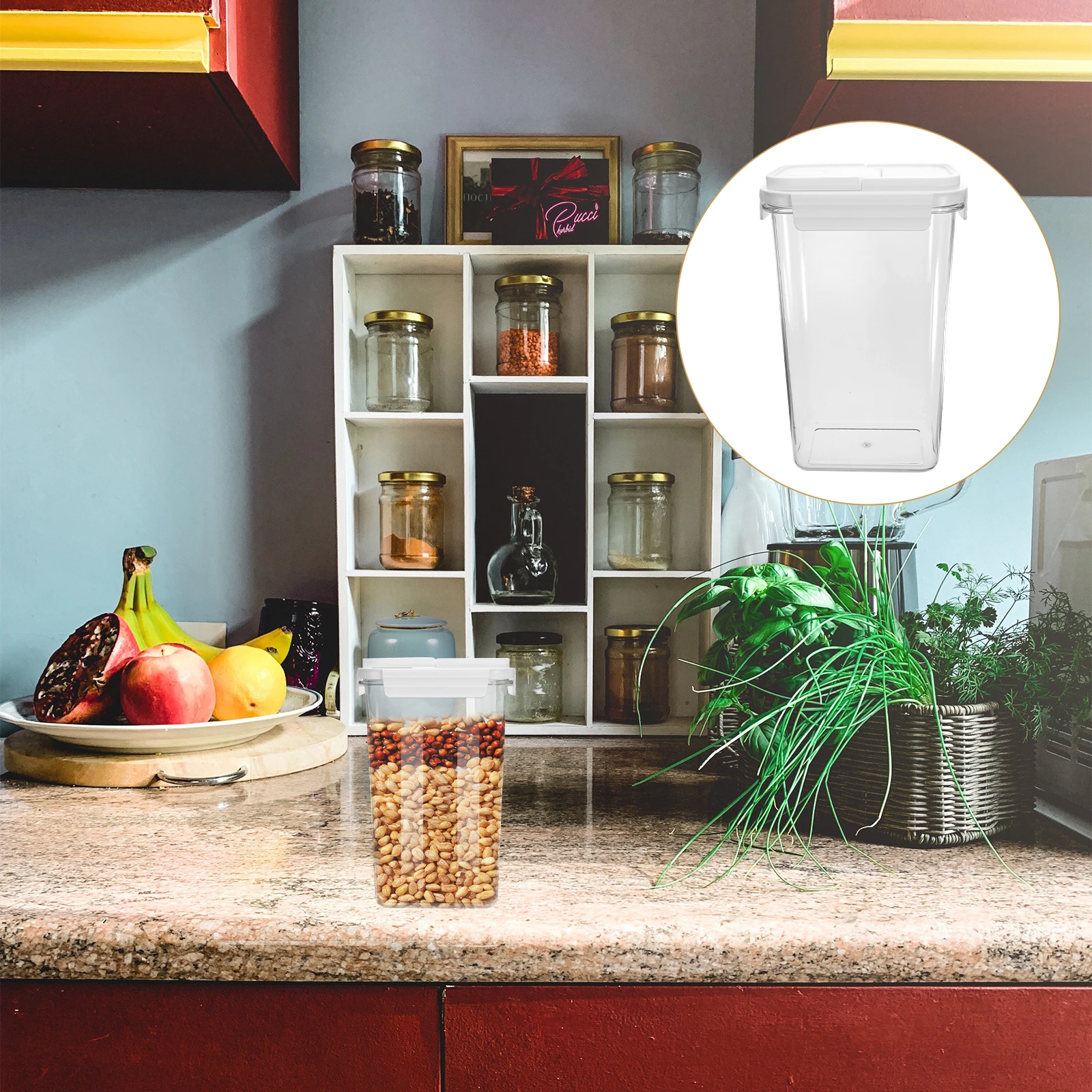 

Airtight Storage Jar Sealed Container for Food Grains Pantry Cereal Flour Dried Fruits Tea Clear Material Moisture Proof