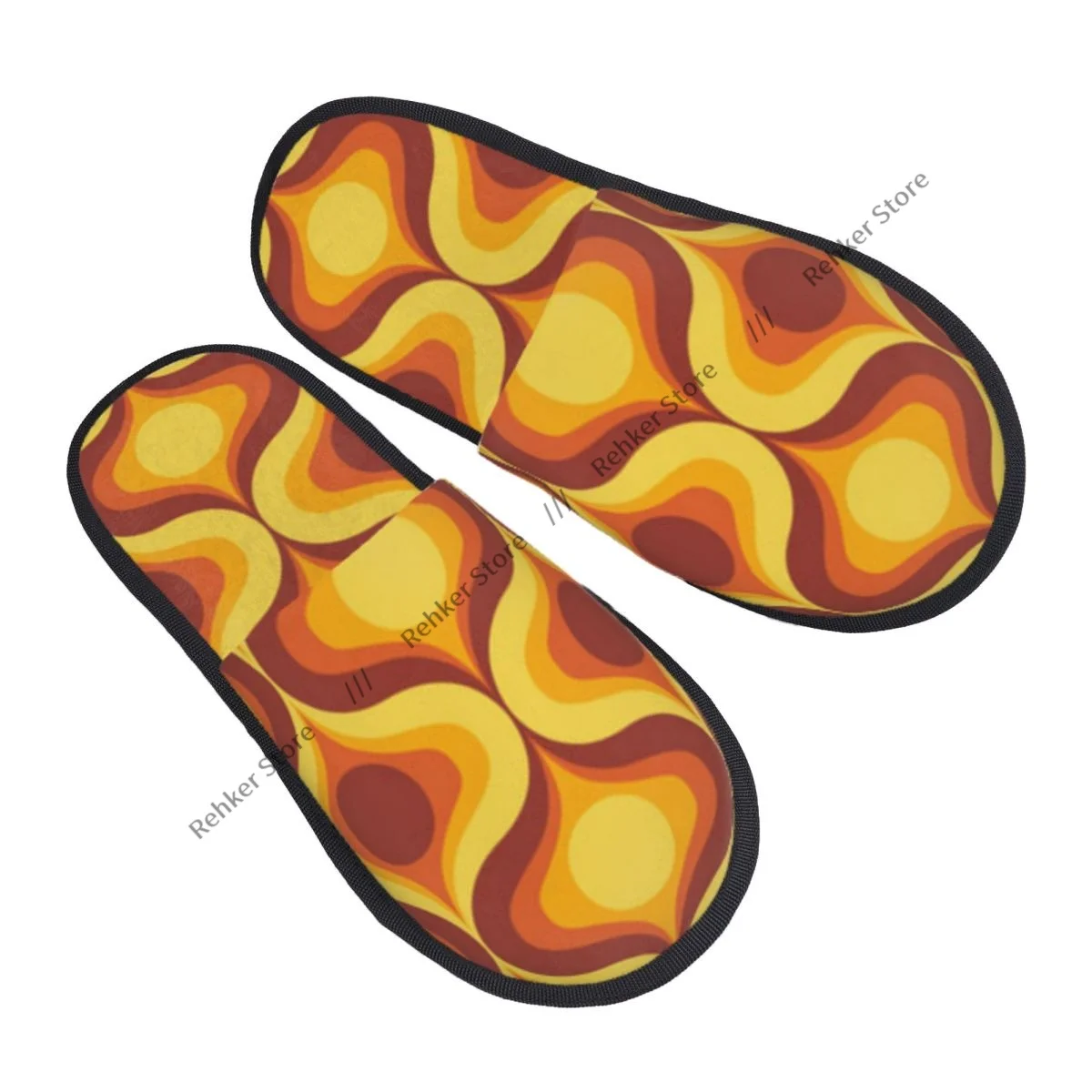 Retro 70s Ogee Ovals Pattern Indoor Slippers Furry Slipper Winter Home Shoes House Flat Closed Toe Slides Flip Flops