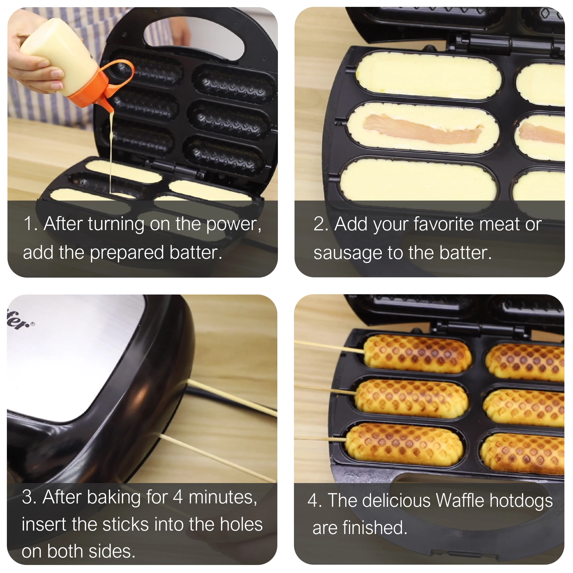 800W Electric Hotdog Machine Maker Iron Stainless Steel Hot Dog Plate Non-stick Breakfast Cake Maker Machine 220V Sonifer