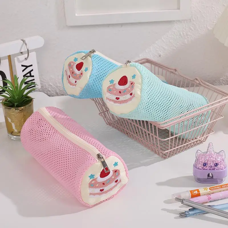 Transparent Mesh Pencil Case Creative Embroided Simple And Multifunctional School Student Stationery Box