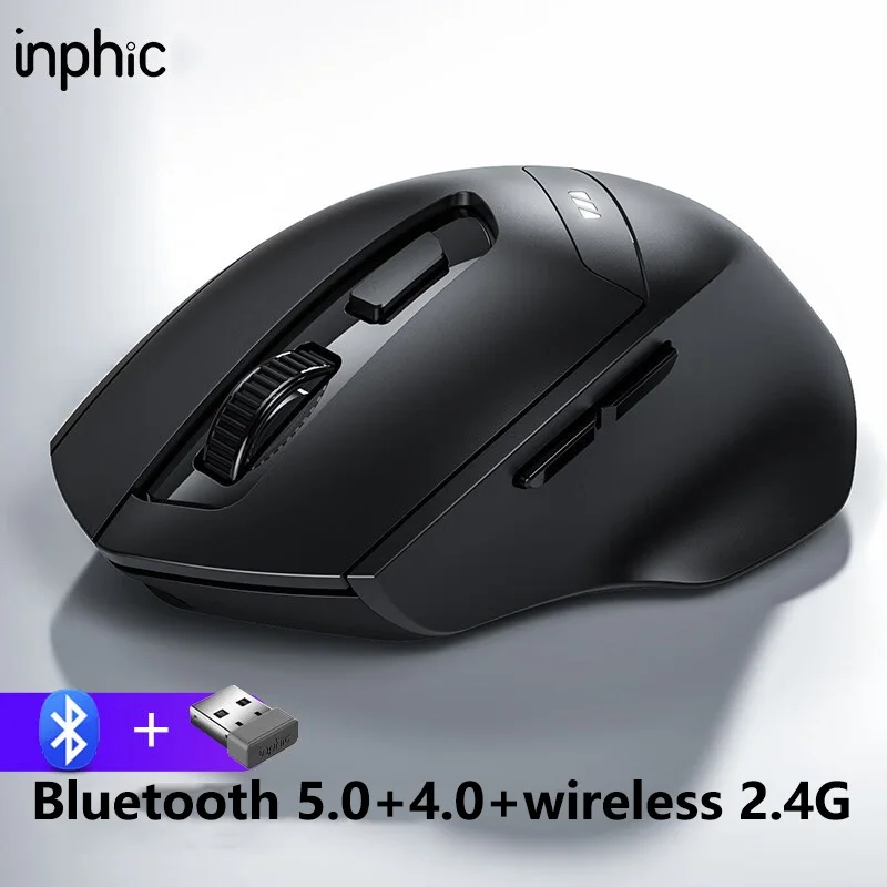 Inphic DR01 Bluetooth Mouse Sem Fio Design Ergonômico Mouse Recarregável Silencioso para Home Office Laptop Desktop e Tablet