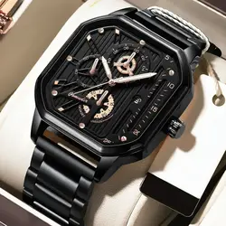 New men's watch with casual style, trendy, cool, and versatile. Nightlight calendar, square men's quartz watch