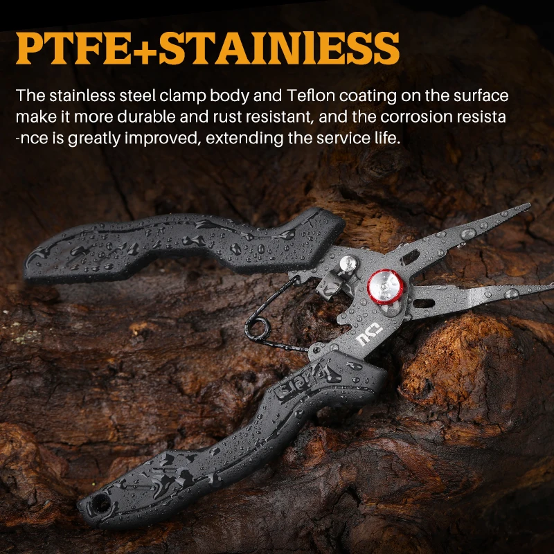 TSURINOYA Split Ring Fishing Pliers Braid Cutters Fishing Line Scissors 80g RS-165 Stainless Steel Rubber Handle Fishing Tackle