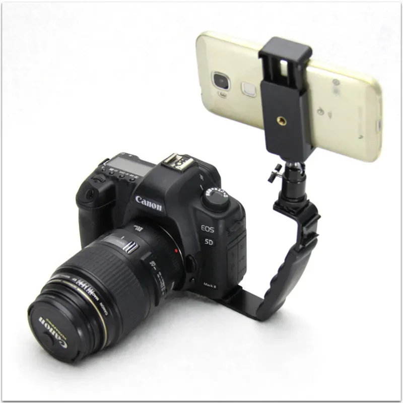 حامل ميكروفون عالمي بمقبض كاميرا على شكل حرف L مع حاملين للأحذية الساخنة لـ Zhiyun Smooth Q/3/DJI Osmo/Rode Videomicro