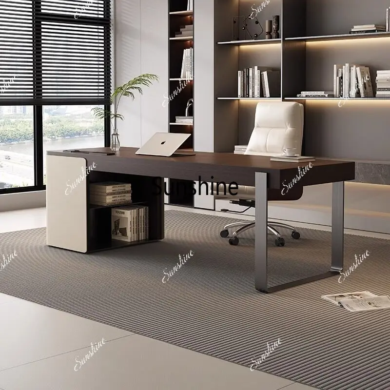 

Italian minimalist desk for home use, light luxury modern design, high-end solid wood