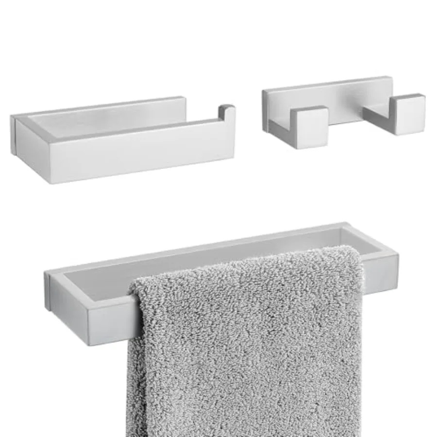 

3 Pieces Bathroom Hardware Accessories Set, SUS304 Stainless Steel Towel Holder Set Towel Holder Robe Hook Toilet Paper Holder