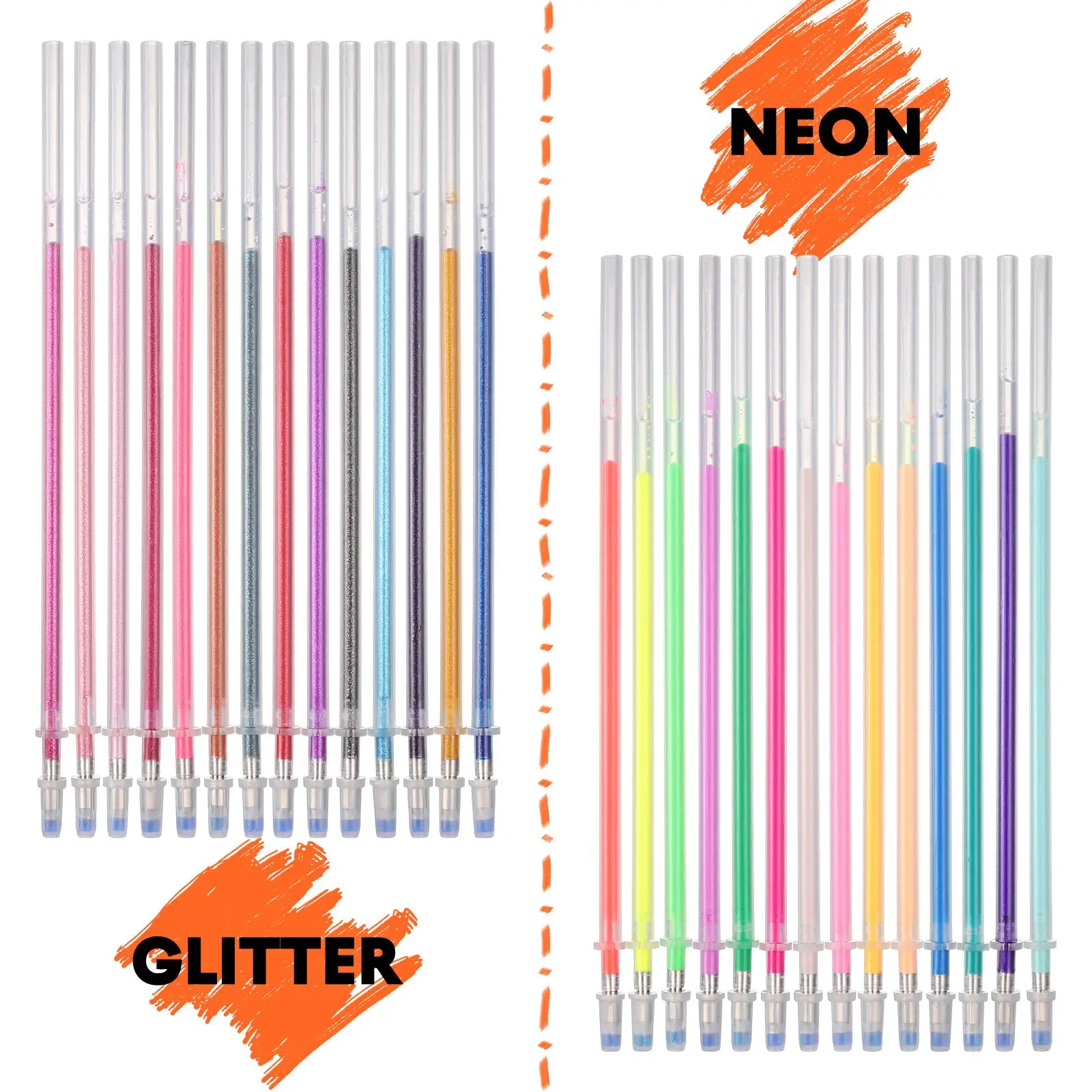 100pcs Colorful Neutral Pen Refills Colorful Gel Pens Refills Pens Tips Replacement Pen Refills Gel Ink Refills Mix Color