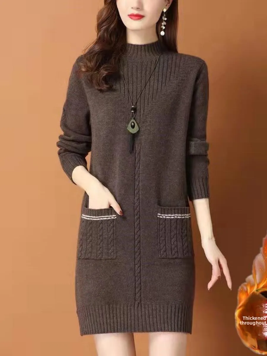 

Женский свитер средней длины на тонкой подкладке с высоким воротником Dr Faionable, внутренняя одежда, осень-зима, Новое поступление