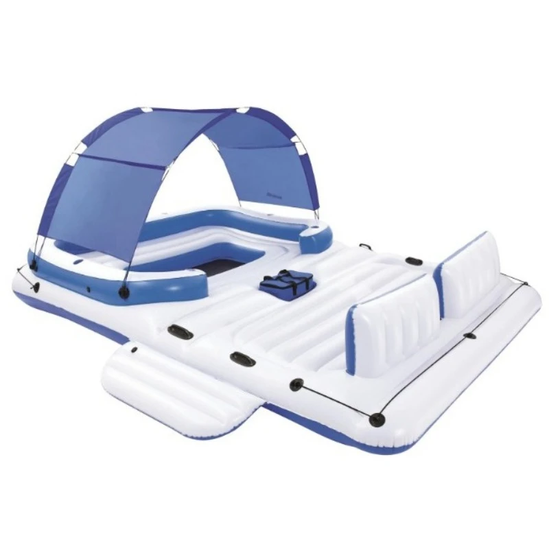Large sea multi-person water inflatable floating row bed, floating island sunbathing water floating pier beach