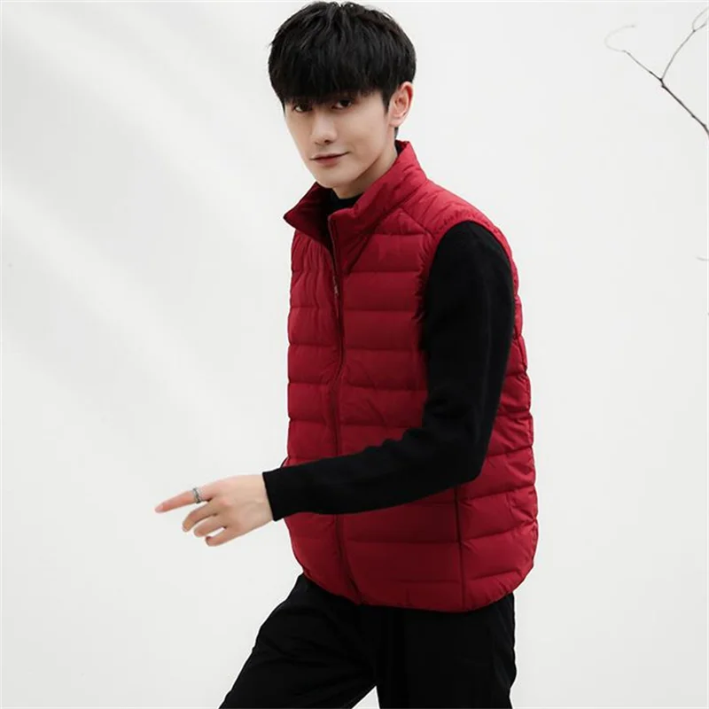 Oversize Down Vest Jacket Autumn Winter Men Ultra Light White Duck Down Tank Coat Male Short Sleeveless Warm Waistcoat Outwears