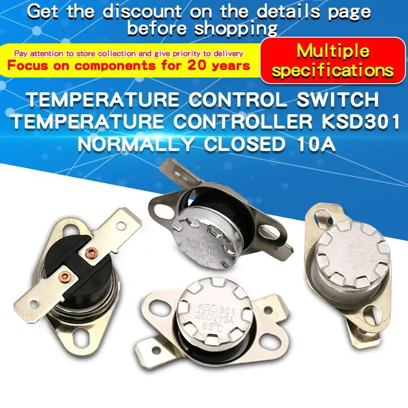 1PCS Temperature Control Switch Temperature Controller KSD301 Normally Closed 40-180 Degrees 250V/10A