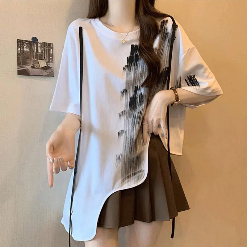 Women Clothes Fashion All-match Simplicity Printing Short Sleeve T-Shirt Women's Summer Casual Loose Temperament Elegant Tops