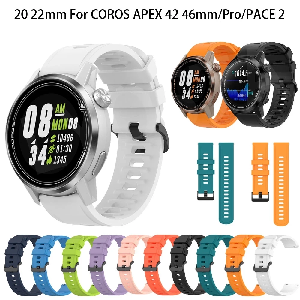 22 20mm Smart Watch Band For COROS APEX Pro/42mm 46mm/PACE 2 Strap Sport Bracelet Silicone Watchband For COROS 42mm 46mm Correa