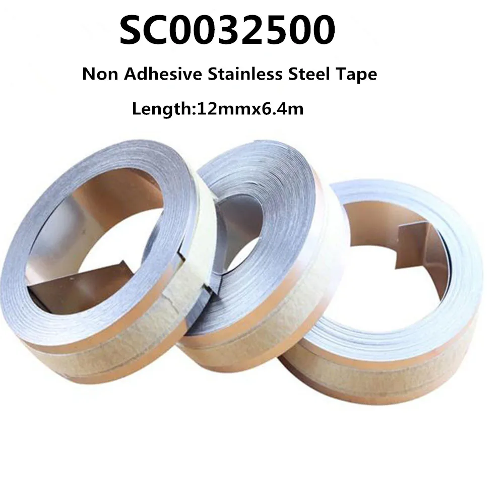 10pcs 12mmx6.4m Metallic Embossing Tape sc0032500 Non Adaptive Stainless Steel Tape For DYMO Metal Marking Machine M1011