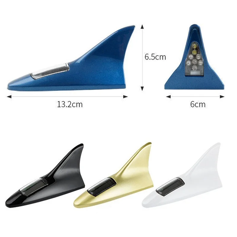 Solar Power Shark Fin Warning Light Car Roof Antenna Decoration Night Anti-collision Flashing Lamp Car Accessories