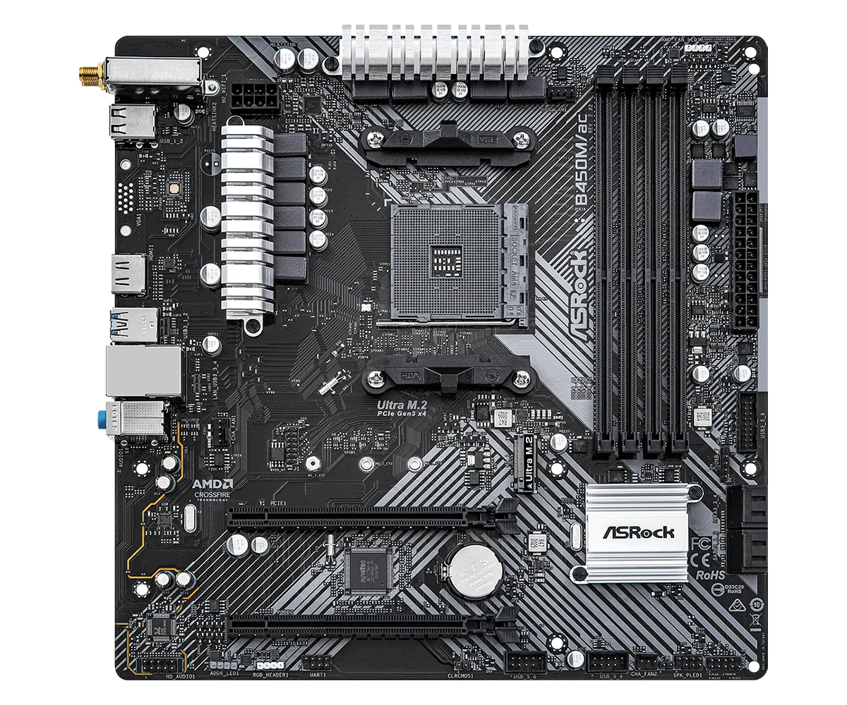 B450 B450M carte mère ASRock B450M/ac R2.0 carte mère Socket AM4 support Ryzen 5 5600 4300G 1600 DDR4 PCI-E 3.0 Micro ATX