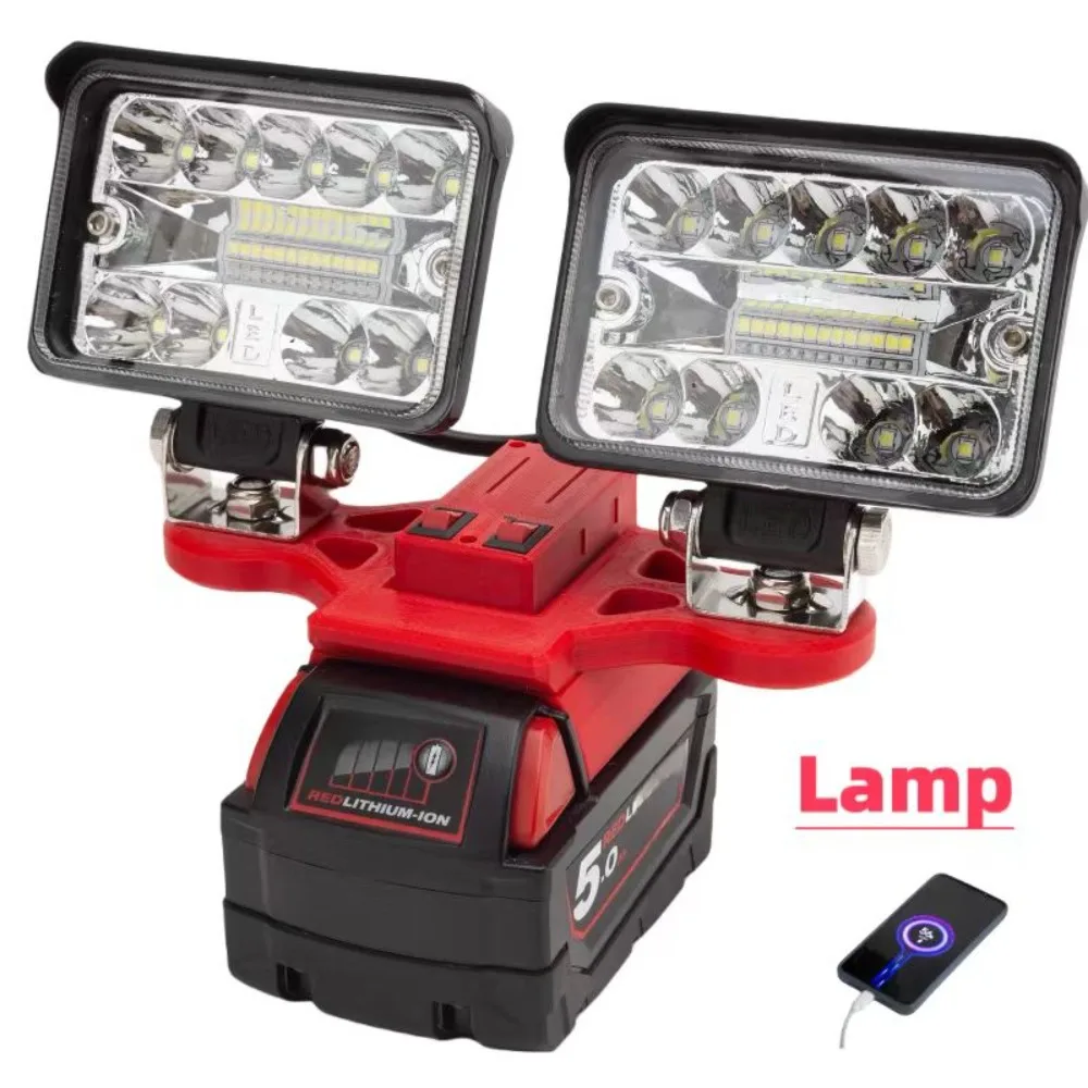 Imagem -02 - Lámpara Portátil de Acampamento 1x Luz de Trabalho Led para Baterias de Lâmpada de Cabeça Milwaukee 18v 20v 5600lm Cabeças com Usb Recarregável