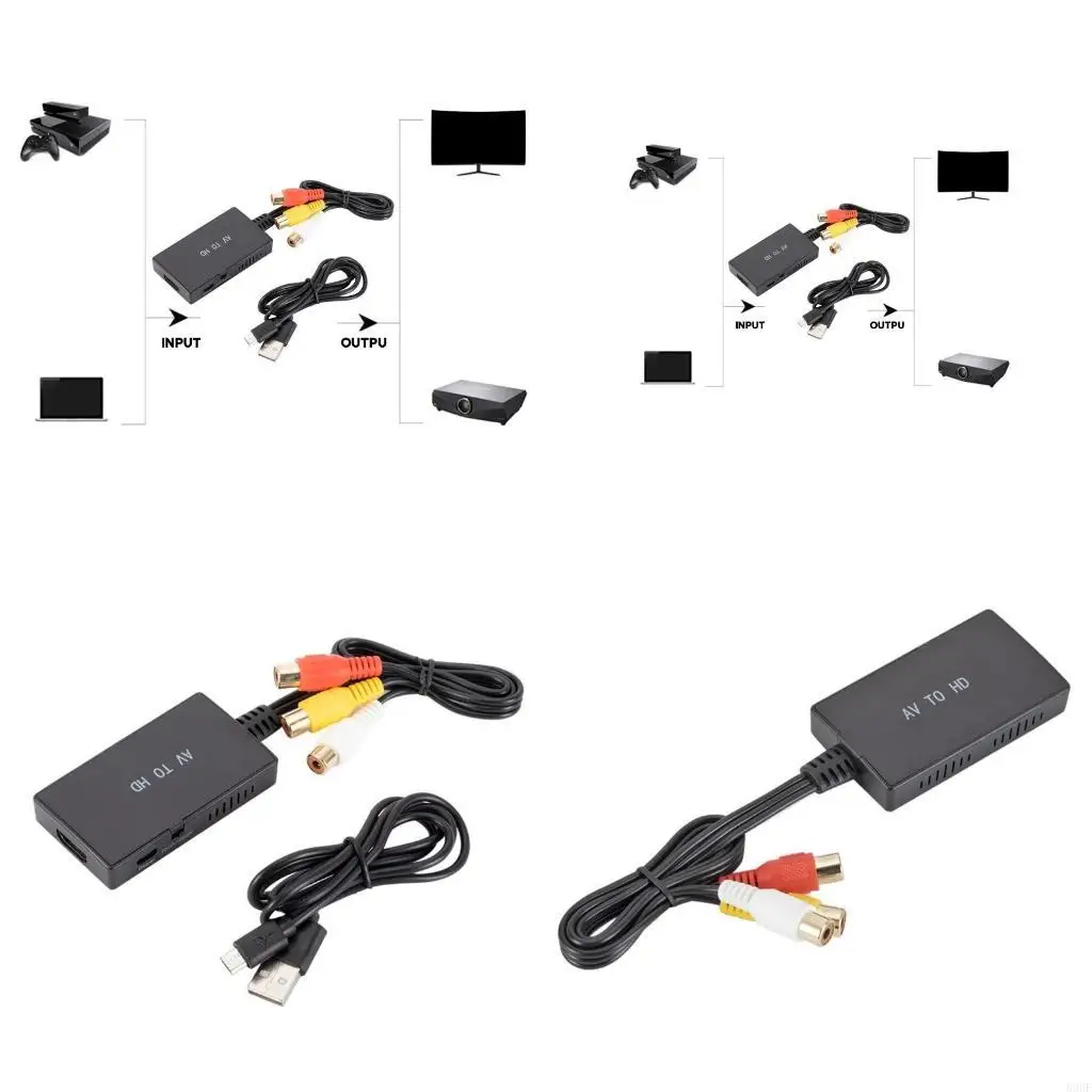 

896F Адаптер-конвертер, совместимый с AV-HDMI, Адаптер AV-HDTV 1080P для синхронизации видео и аудио, кабель 40 см