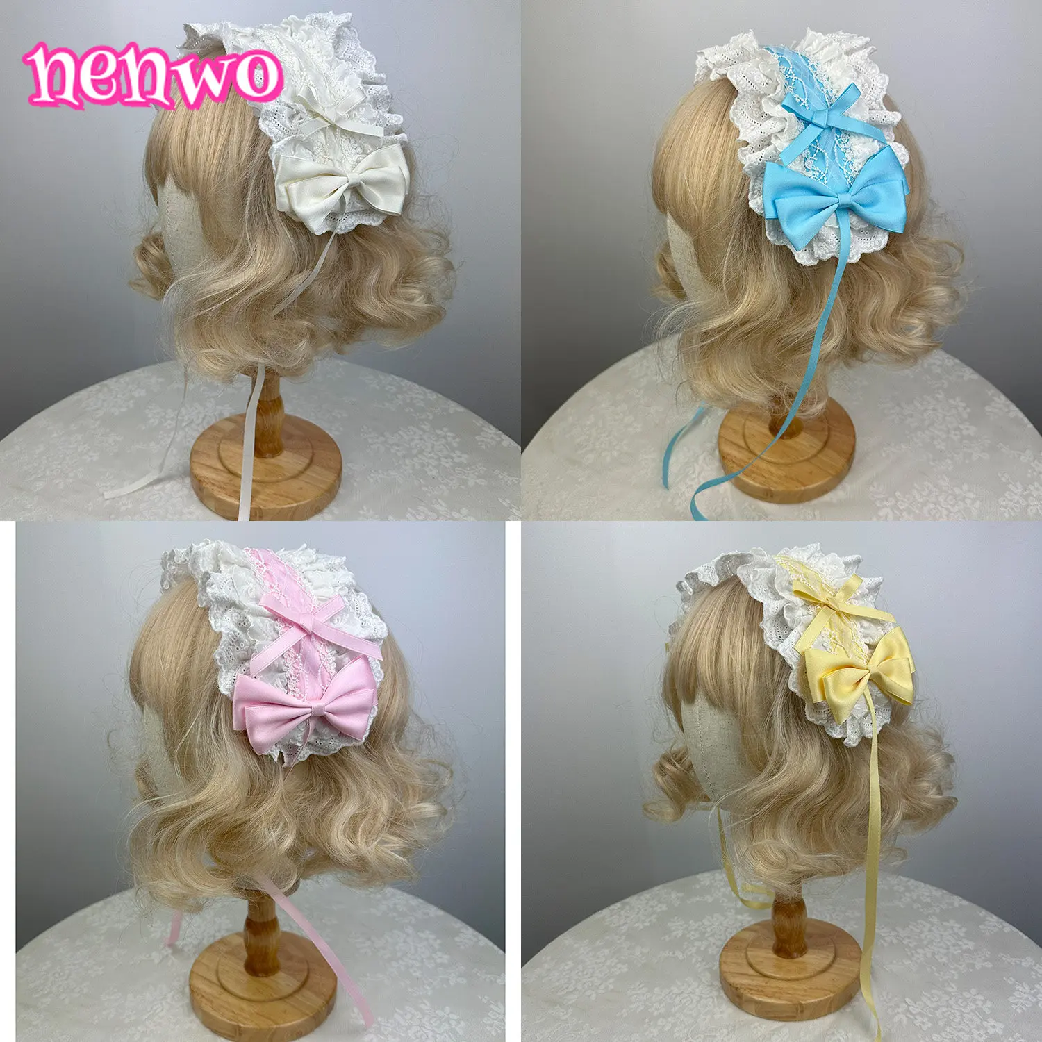 

Оригинальная многоцветная вышивка в стиле Лолиты с бантом, повязка для волос, милое милое девчачье сердце, универсальные аксессуары для волос, аниме, косплей