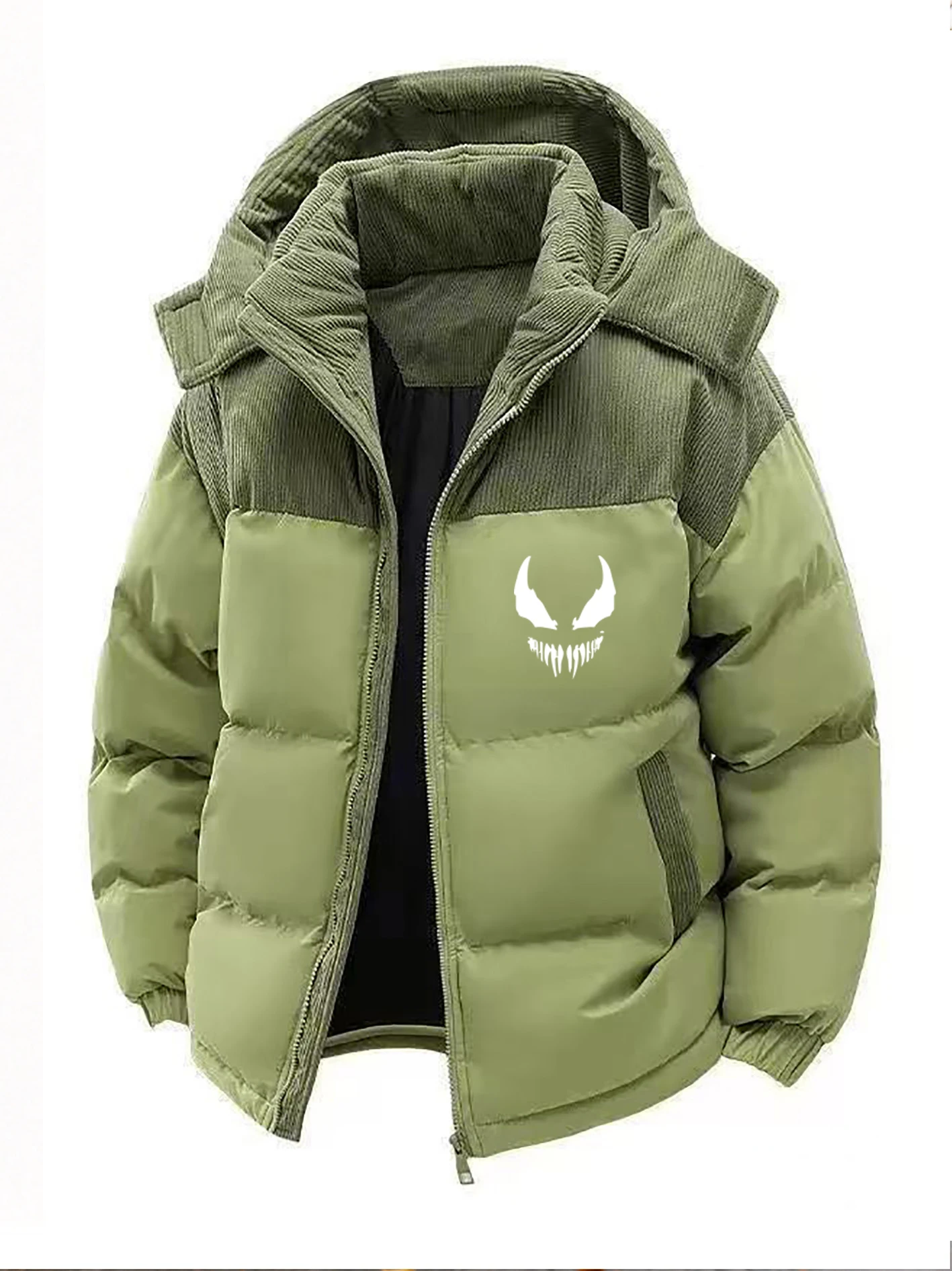 Men's Hooded Cotton Jacket, Heat-Retaining and Cold-Resistant, Windproof with Hood, Suitable for Daily Commuting