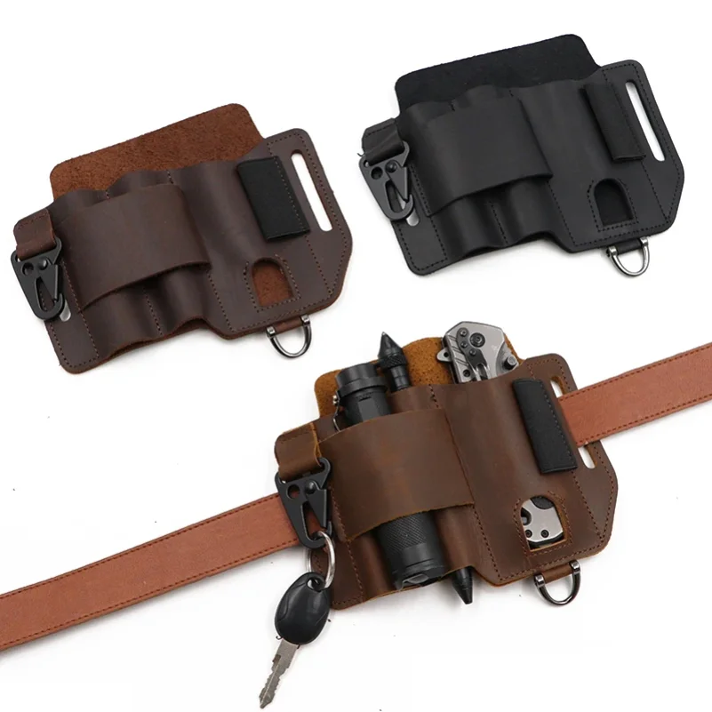 Echtes Leder Outdoor Taktische Hüfttasche Multifunktionale EDC-Werkzeugtasche Hängende Feldtaktische Werkzeugtasche für Sport C
