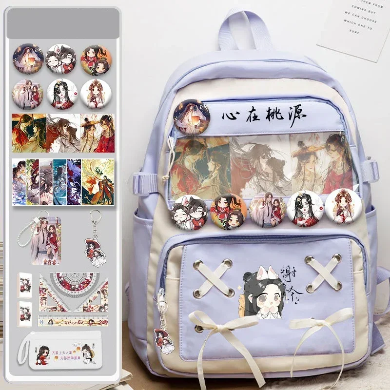 

32 × 48 × 18 см, черный, синий, фиолетовый, небесное официальное благословение, Tian Guan Ci Fu, сумка аниме ita, прозрачные милые школьные сумки, рюкзаки, для девочек