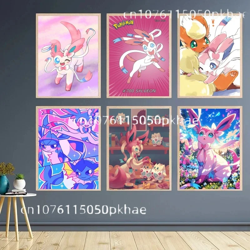 

Japanese Nymphali Feelinara 님피아 Surrounding Anime Pokemon Poster Sylveon Canvas Painting Print Wall Art Children Gift