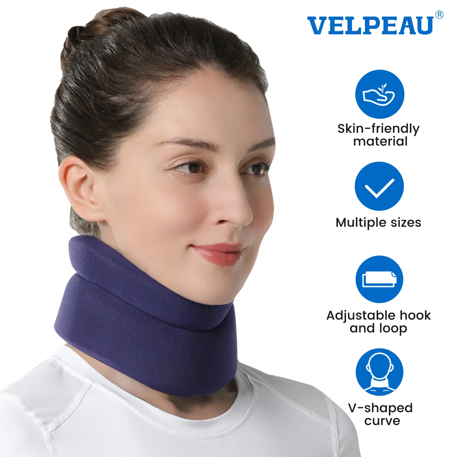 VELPEAU Neck Brace Soft and Adjustable Cervical Collar for Migraine, Snoozing and Pain Relif Neck Support for Women and Men