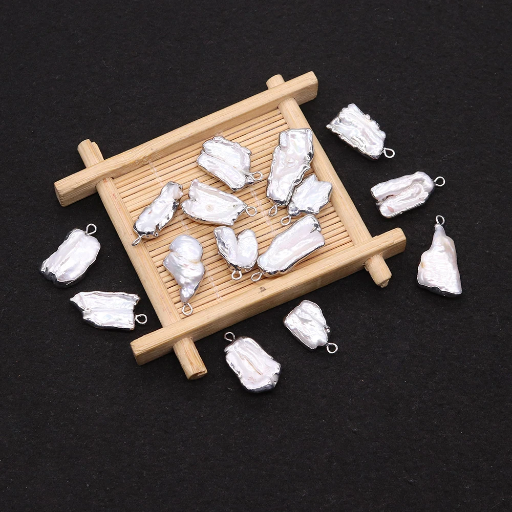 

2PCS Irregular Natural Freshwater Pearls Pendant White Mother-of-pearl Charm for Jewelry Making DIY Necklace Earrings Bracelet