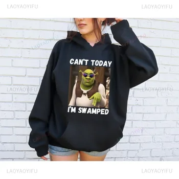 Can't Today I'm Swamped Shirt Shrek and Fiona Shirt Funny Shrek Hoodie Fiona Princess Merch Unisex Hooded Sweatshirt