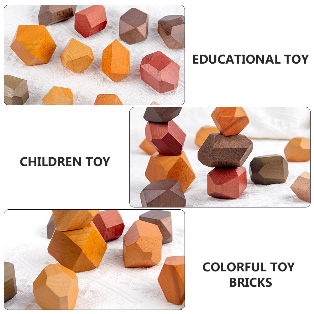 Giocattoli per bambini Mattoni di pietra roccia per l'educazione precoce Blocchi educativi in legno Puzzle a forma di faggio per bambini