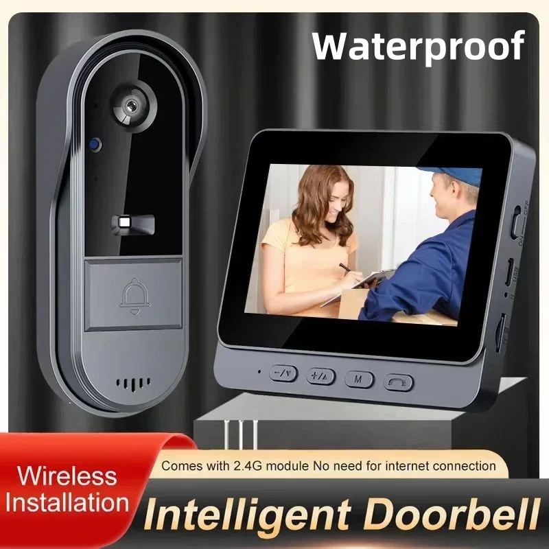 Wireless Intercom Doorbell Night Vision HD 4.3in LPS Screen Video Doorbell Camera Smart Home Security Visual Doorbell Doorcamera