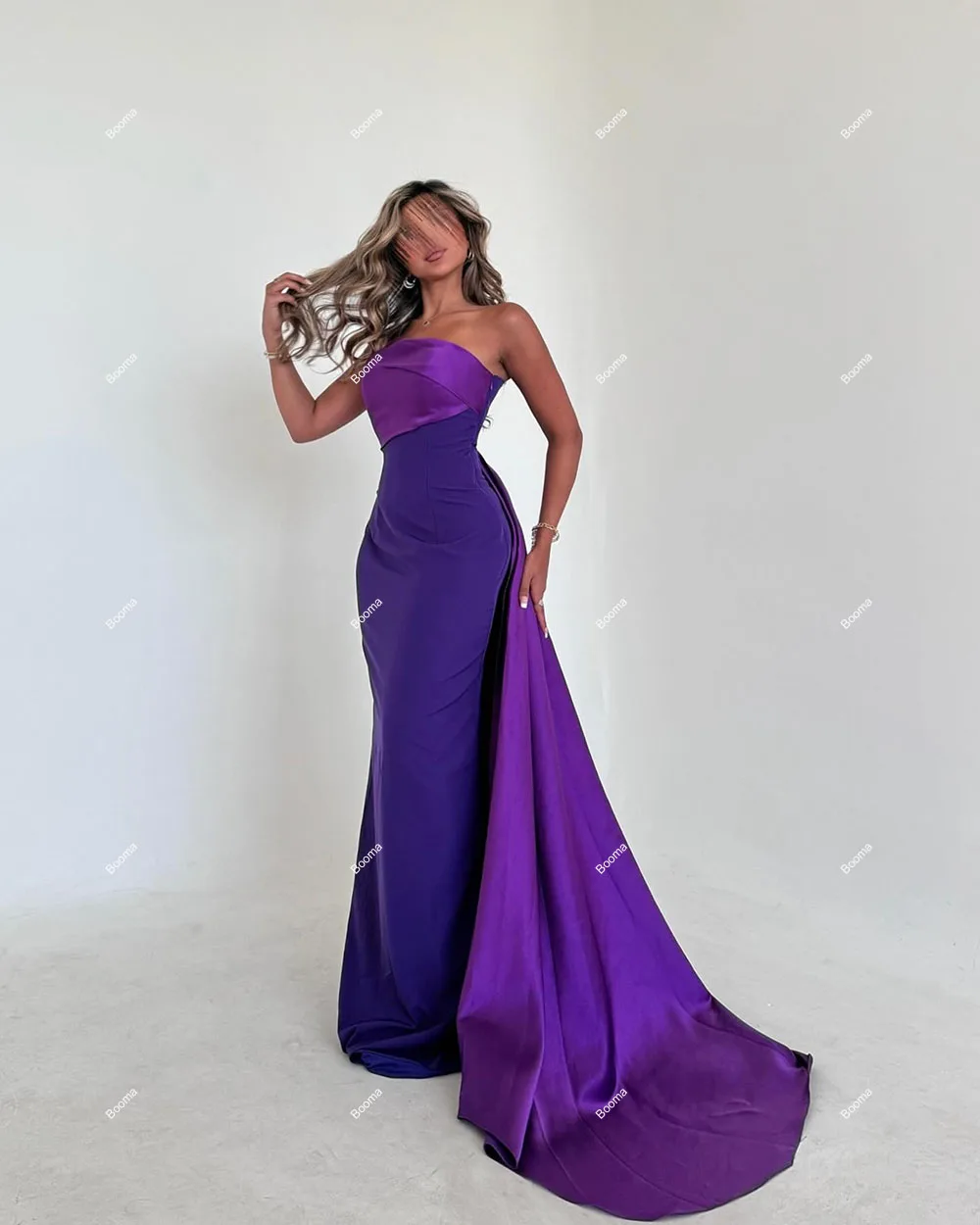 Booma Simple Strapless Mermaid Evening Dresses Sleeveless Draped Long Formal Occasion Dress for Women Party Prom Dress Dubai